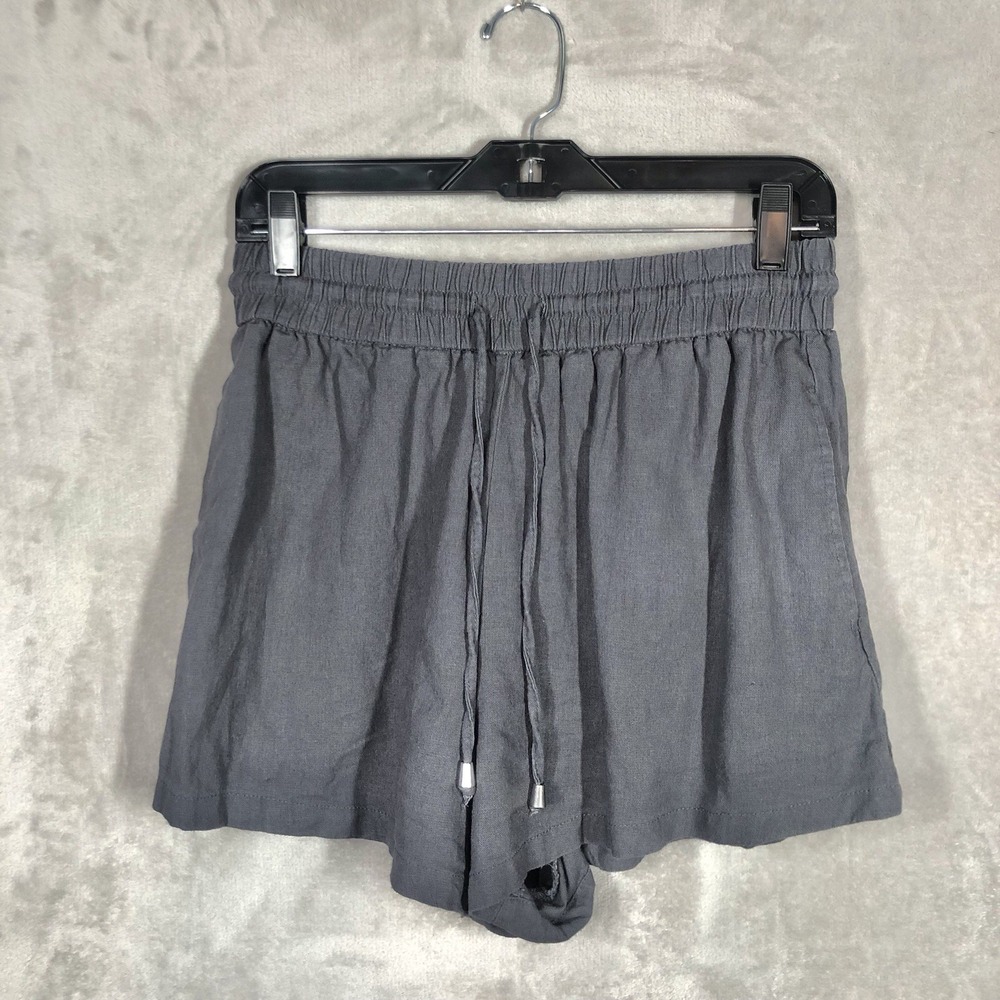 Zara High Waist Linen Shorts Women's M Grey‎ Flowy Lightweight Coastal Resort
